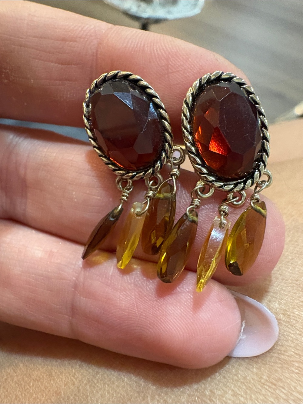 Monet Vintage-Inspired Amber and Topaz Dangle Earrings